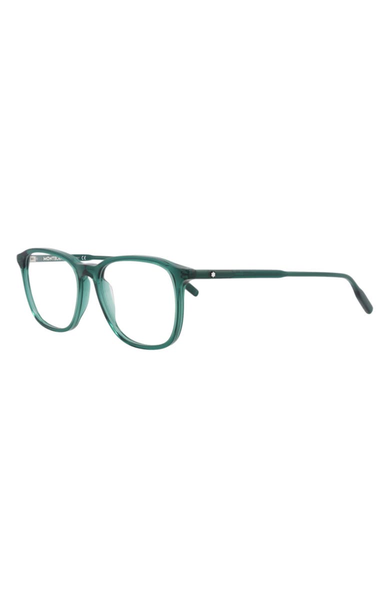 Montblanc 52mm Square Optical Glasses, Alternate, color, Green Transparent