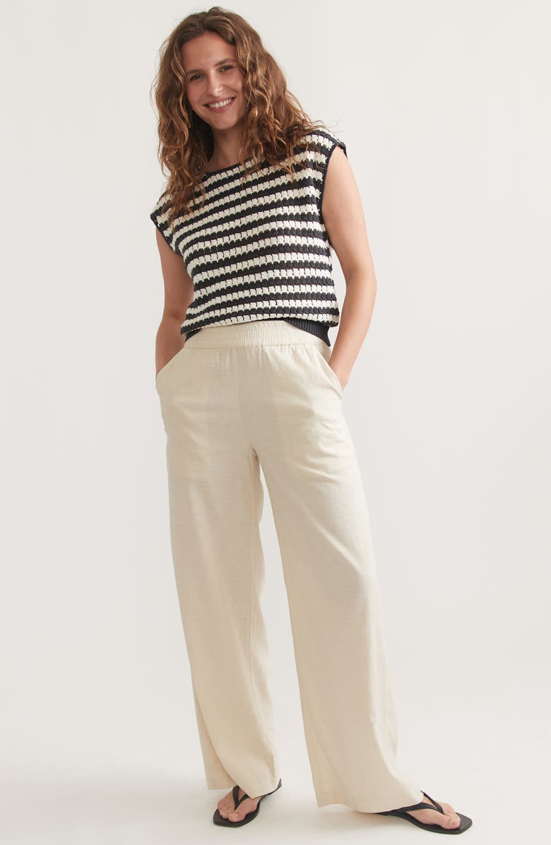 Marine Layer Faye Stripe Cap Sleeve Sweater, Alternate, color,