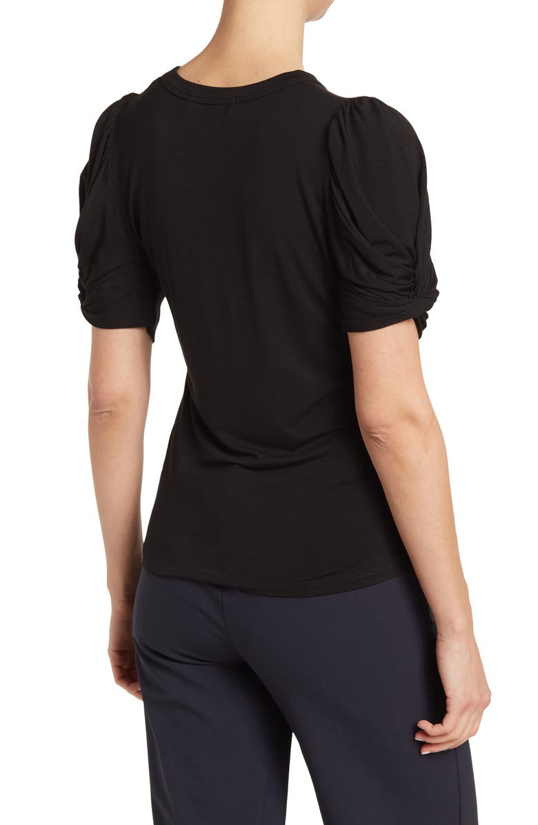 Renee C Solid Scrunched Sleeve Top, Alternate, color, Black