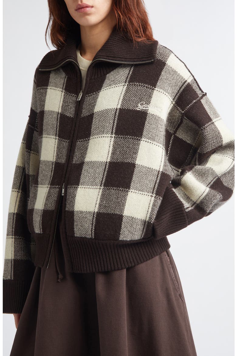 Journey Rachell Buffalo Check Knit Jacket, Alternate, color, AFTERDARK/ OATMILK