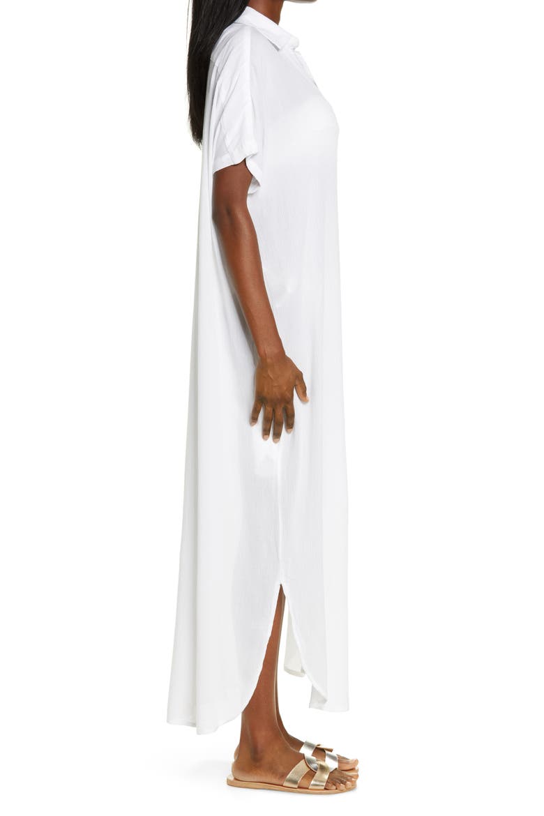 Button-Down Maxi Cover-Up Dress, Alternate, color, WHITE