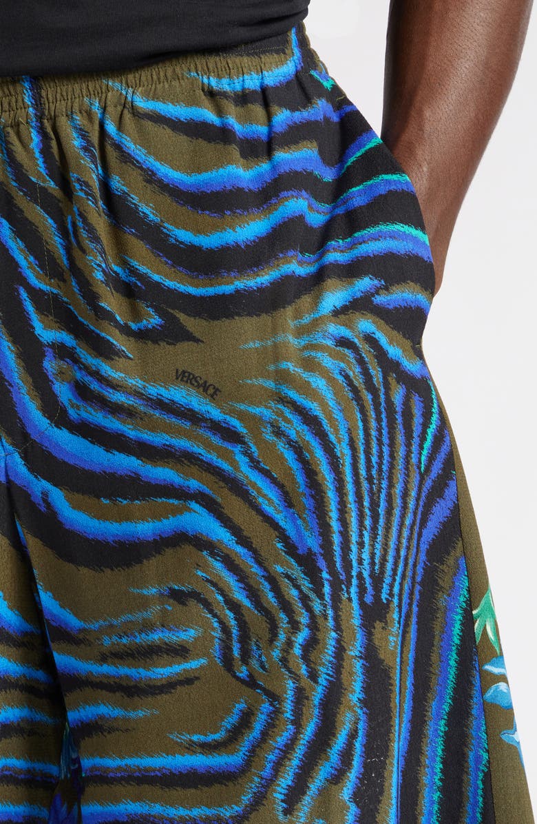 Versace Zebra Print Shorts, Alternate, color, Khaki Multicolor
