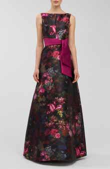 Kay Unger Nicoletta Floral Sleeveless A-Line Gown