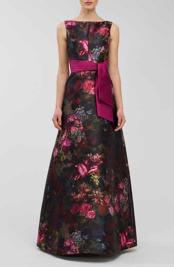 Kay Unger Nicoletta Floral Sleeveless A-Line Gown