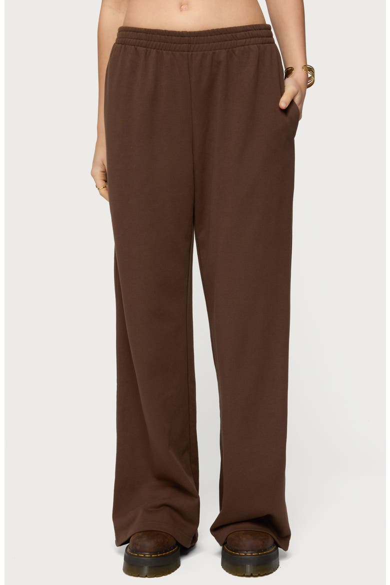 Binah Wide Leg French Terry Sweatpants, Main, color, DARK-BROWN