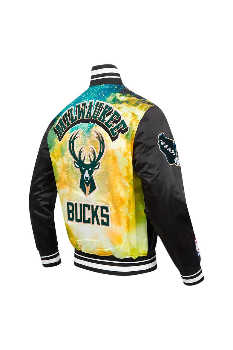 Men's Pro Standard Black Milwaukee Bucks Sublimated Satin Full-Snap Jacket, Alternate, color, Black