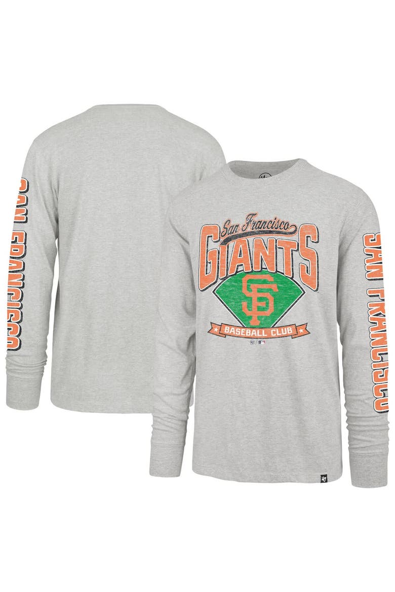 Men's '47  Gray San Francisco Giants Big & Tall Distressed Franklin Long Sleeve T-Shirt, Alternate, color, Gray