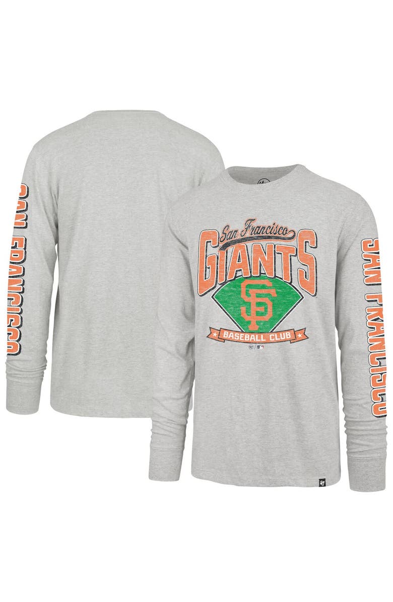 '47 Men's '47  Gray San Francisco Giants Big & Tall Distressed Franklin Long Sleeve T-Shirt, Alternate, color, Gray