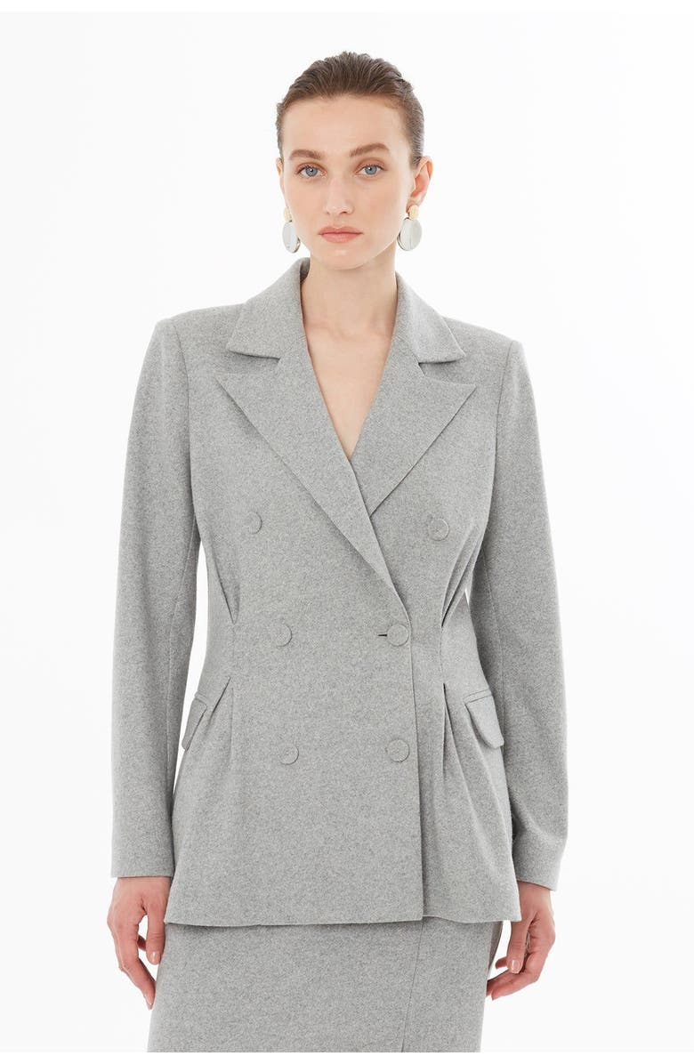Gizia Double-Breasted Notch Lapel Jacket, Main, color, Grey
