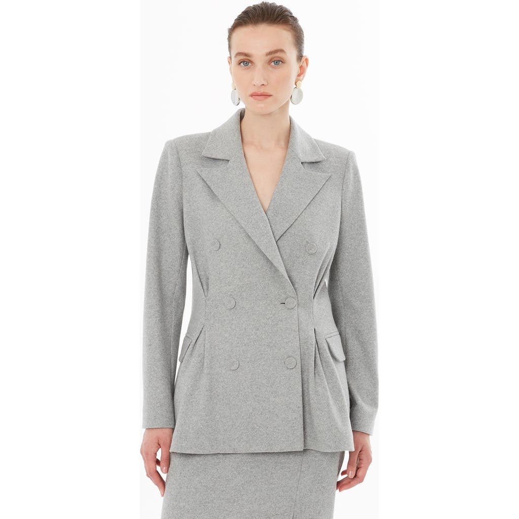 Gizia Double-breasted Notch Lapel Jacket In Gray