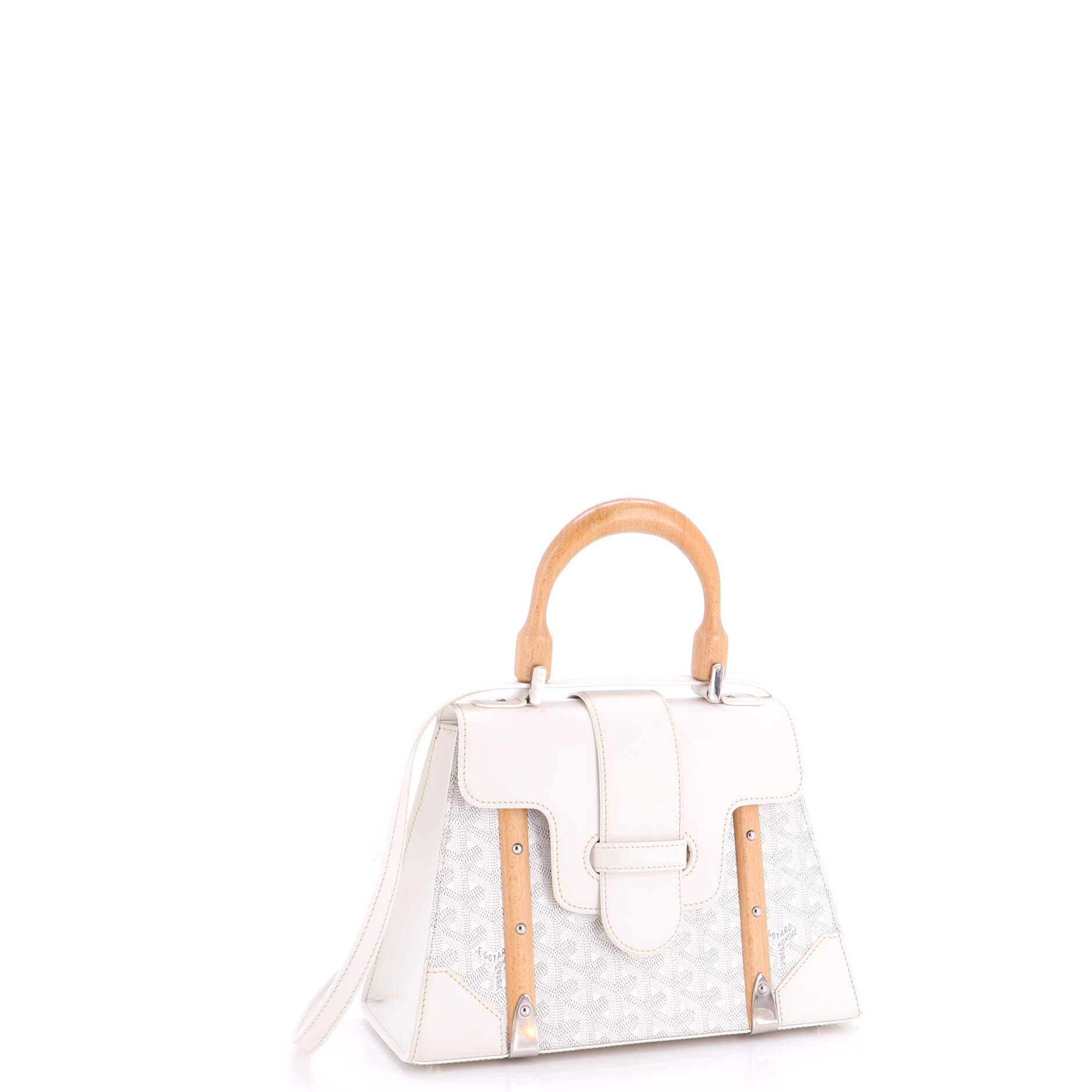 Saigon Top Handle Bag Coated Canvas with Leather PM, Alternate, color, White