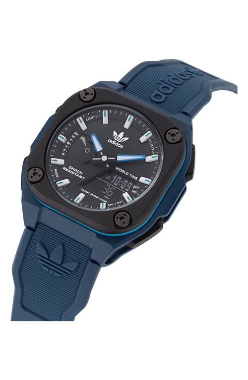 Adidas Originals Blue Silicone Watch In Blue/black/blue