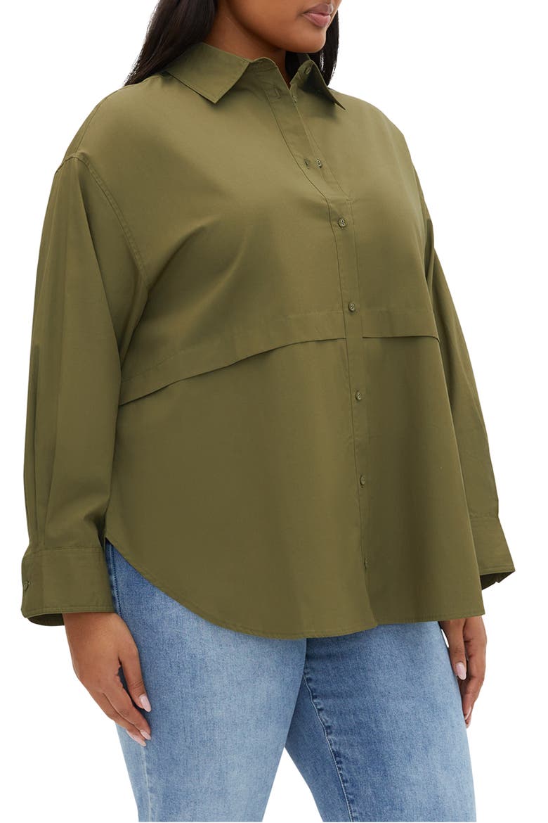 Malani Long Sleeve Cotton Button-Up Shirt, Alternate, color, KHAKI