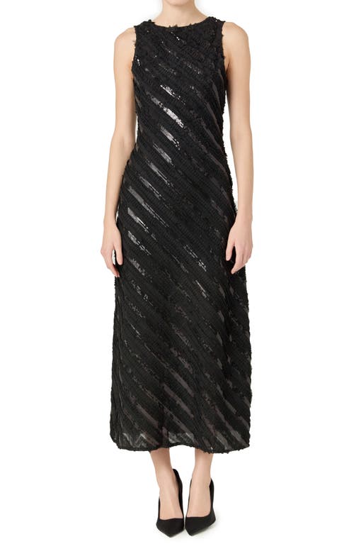 Endless Rose Sequin Stripe Sleeveless Maxi Dress In Black