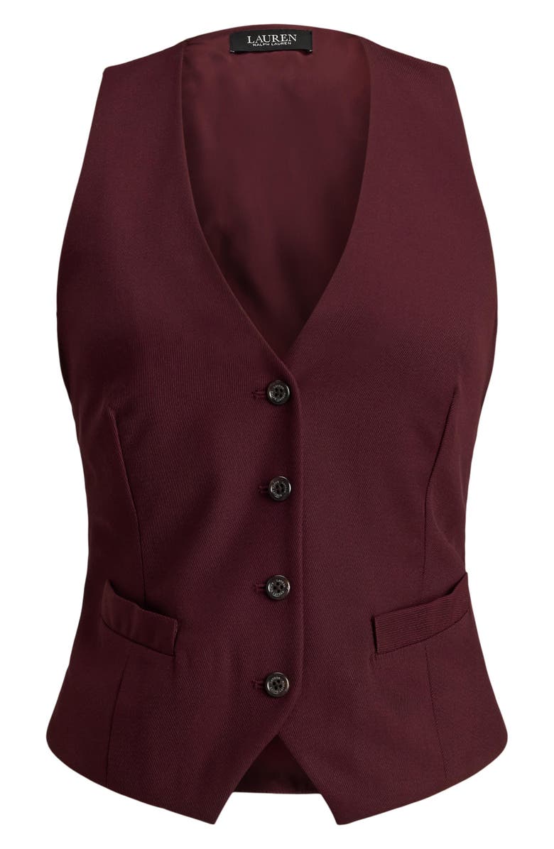 Lauren Ralph Lauren Wool Blend Twill Vest, Alternate, color, Dark Garnet
