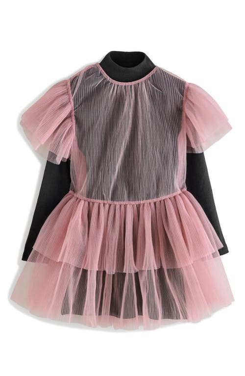 Next Kids' Tiered Sheer Mesh Tunic & Top Set In Pink