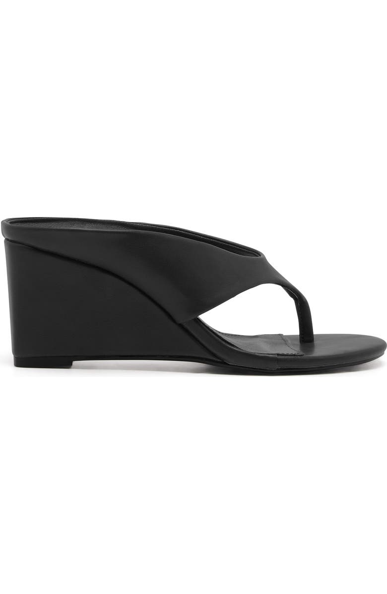 Therapy Australia Sera Round Toe Wedge Thong Heel, Alternate, color, Black Smooth Pu