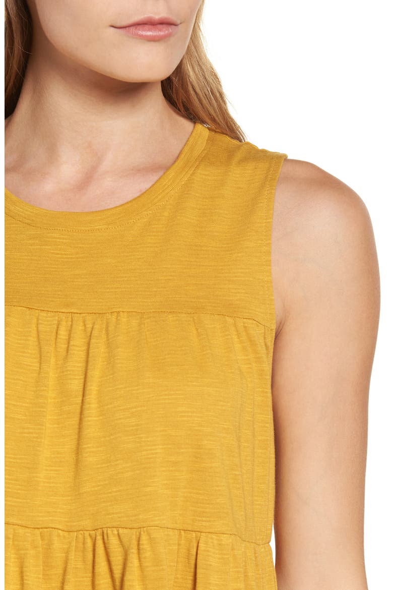Tiered Ruffle Cotton Blend Tank Top, Alternate, color, MUSTARD