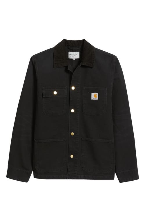Carhartt Work In Progress Flint Corduroy Button-up Shirt In Black/black (stone Canvas)