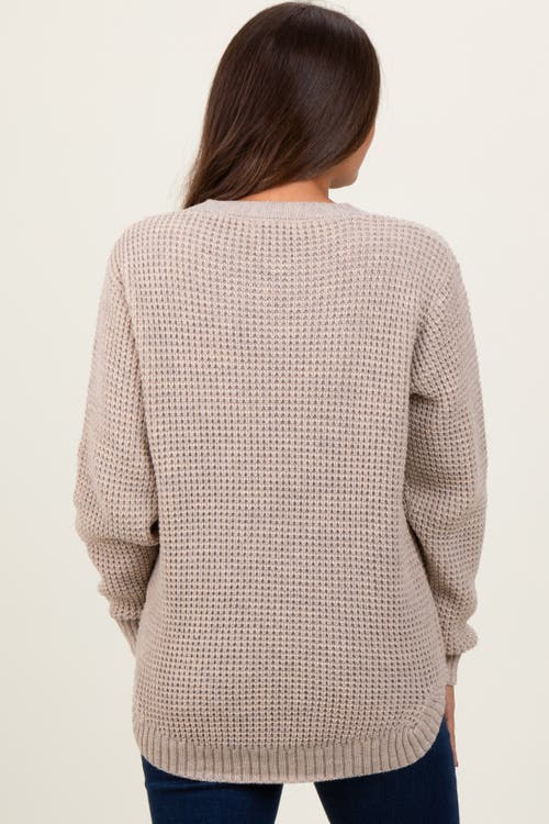 Pinkblush Waffle Knit Rounded Hem Sweater In Neutral