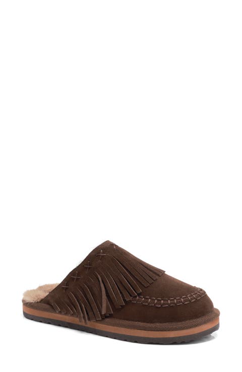 Fallon Fringe Faux Fur Mule Slipper (Women)