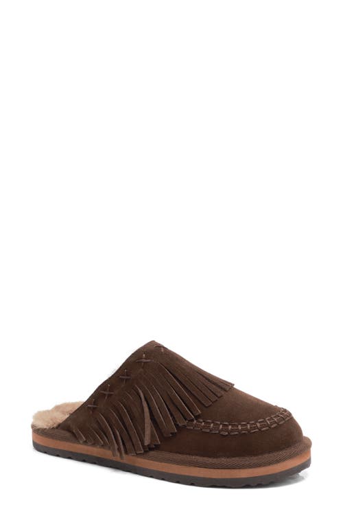 Free People Fallon Fringe Faux Fur Mule Slipper In Brown