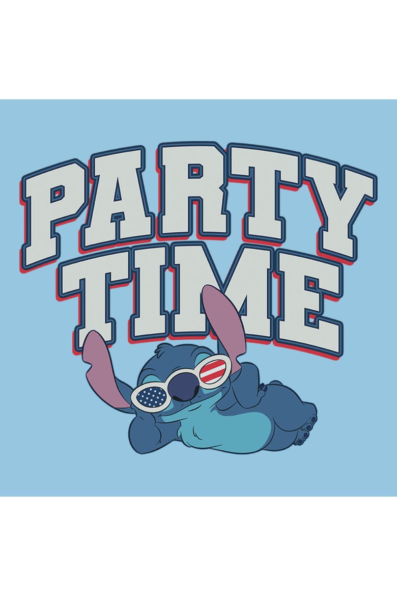 Boy's Lilo & Stitch American Party Time  Graphic T-Shirt, Alternate, color, Light Blue