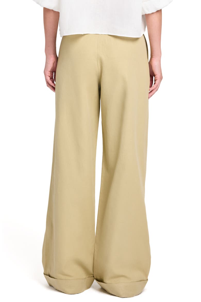 Delilah Cotton & Linen Blend Pants, Alternate, color, OLIVE GREY