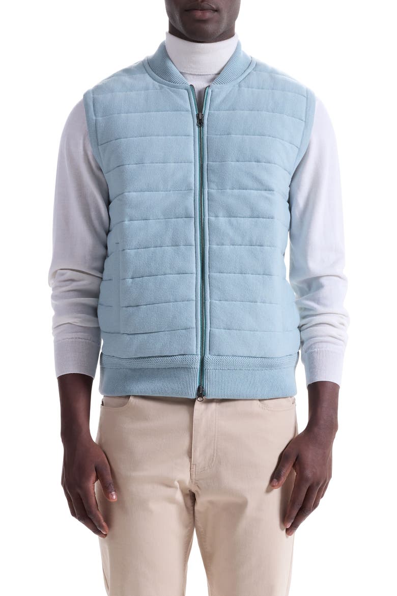 Quilted Cotton Zip Sweater Vest, Main, color, SEAFOAM