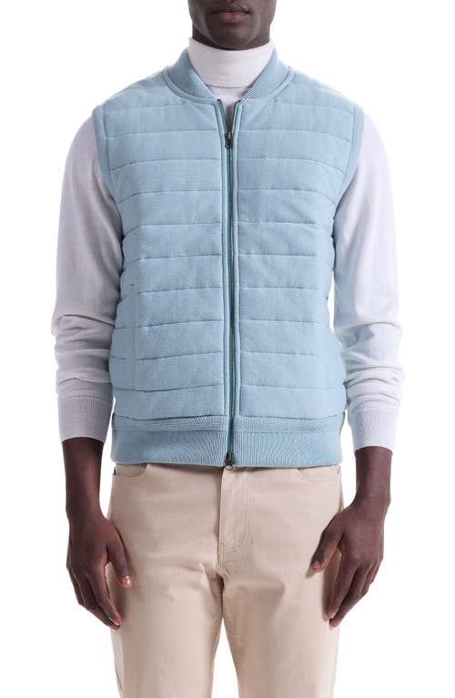 Bugatchi Quilted Cotton Zip Sweater Vest In Blue