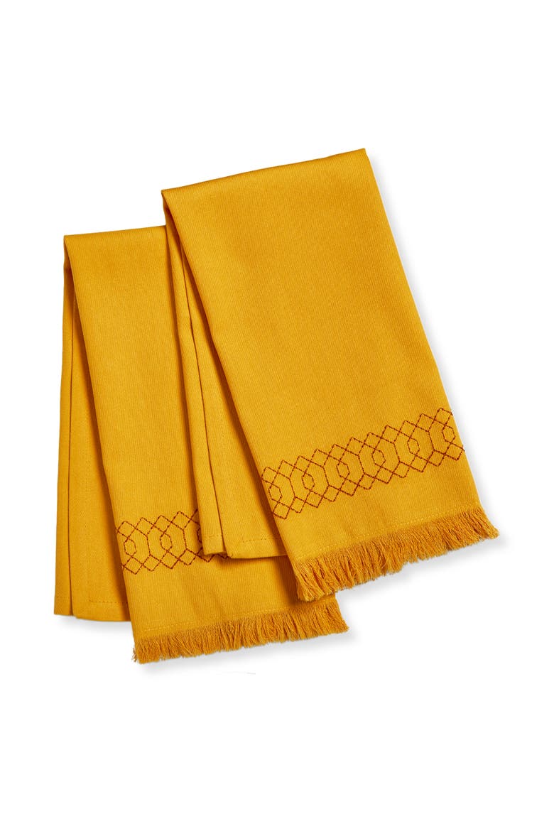 Fitz Ochre Guest Towels 100% Cotton Set of 2 22x16 in, Main, color, Yellow