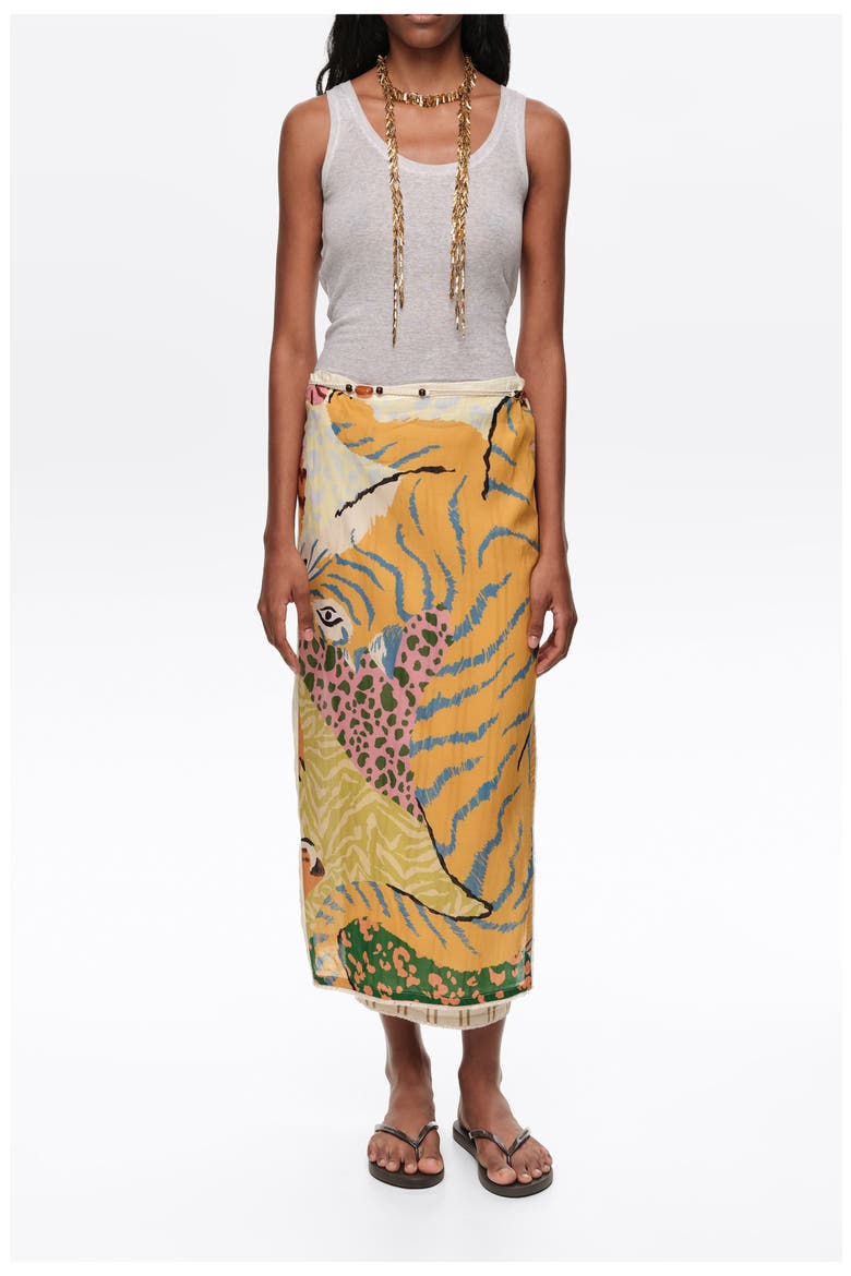 Patchwork Linen Sarong Skirt, Main, color, WILD