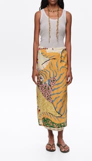Bimba y Lola Patchwork Linen Sarong Skirt