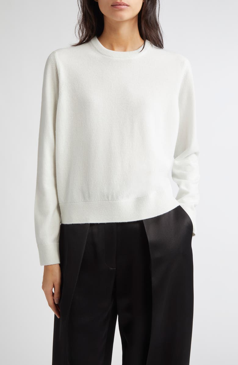 Johnstons of Elgin Classic Cashmere Crewneck Sweater, Main, color, Zinc White