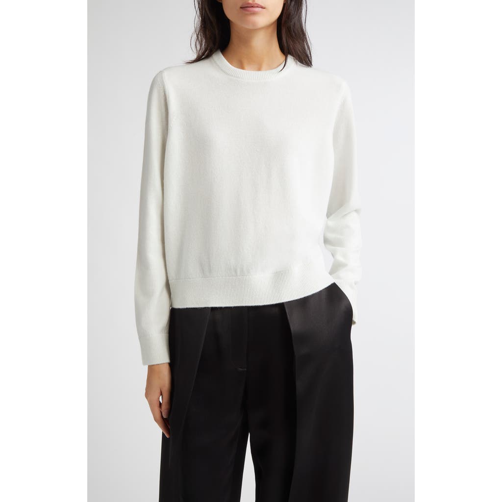 Johnstons Of Elgin Classic Cashmere Crewneck Sweater In White