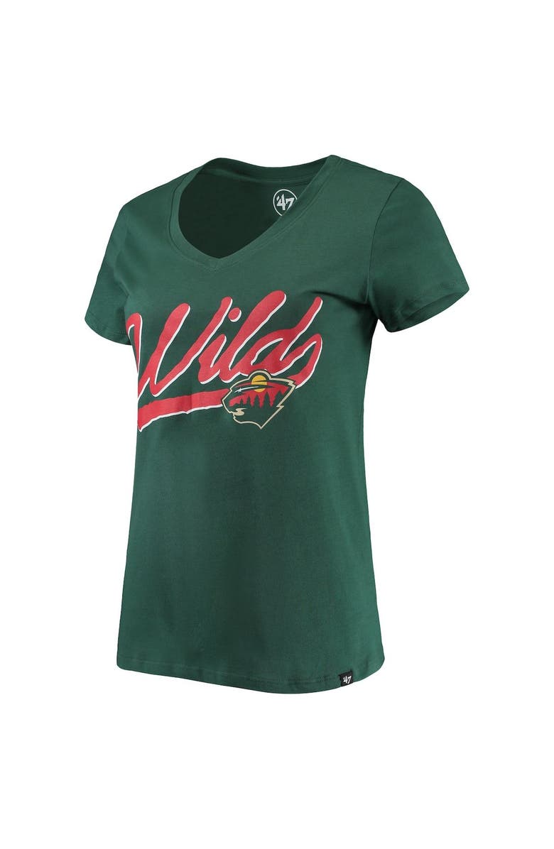 '47 Women's '47 Green Minnesota Wild Script Sweep Ultra Rival V-Neck T-Shirt, Alternate, color, 