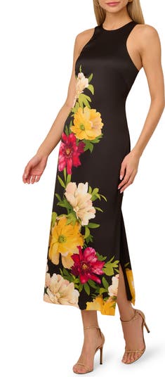 Printed Satin Cocktail Dress