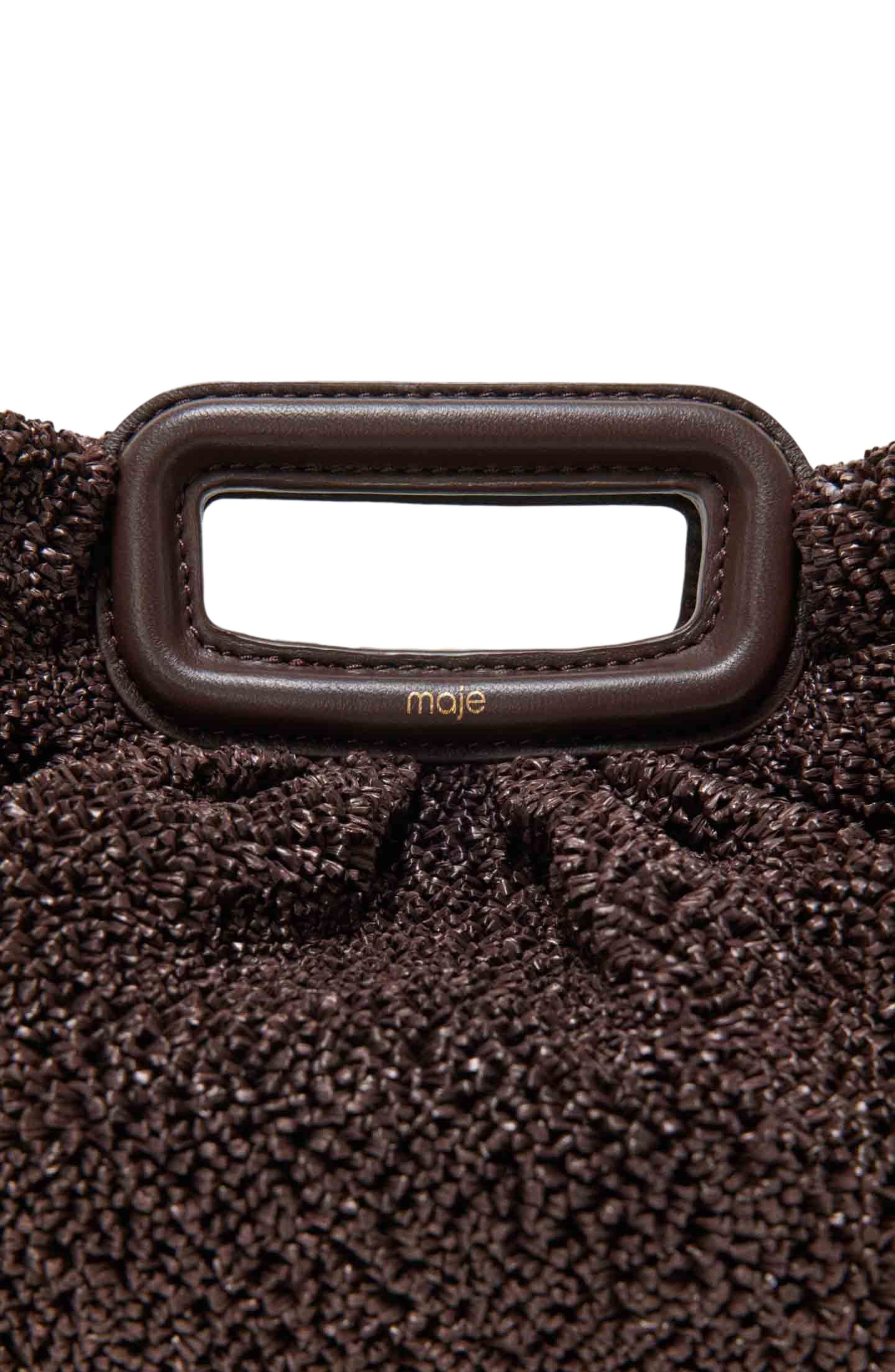 maje Mipli bouclé effect clutch bag, Alternate, color, Dark Brown