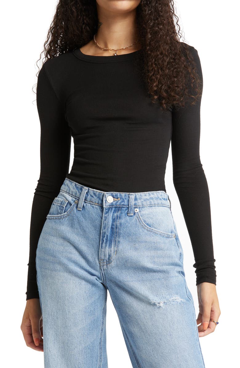 BP. Long Sleeve Rib Crewneck T-Shirt, Main, color,