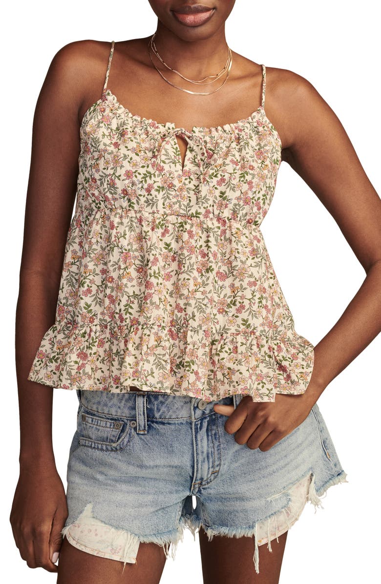 Lucky Brand Floral Tie Front Swing Camisole, Main, color,