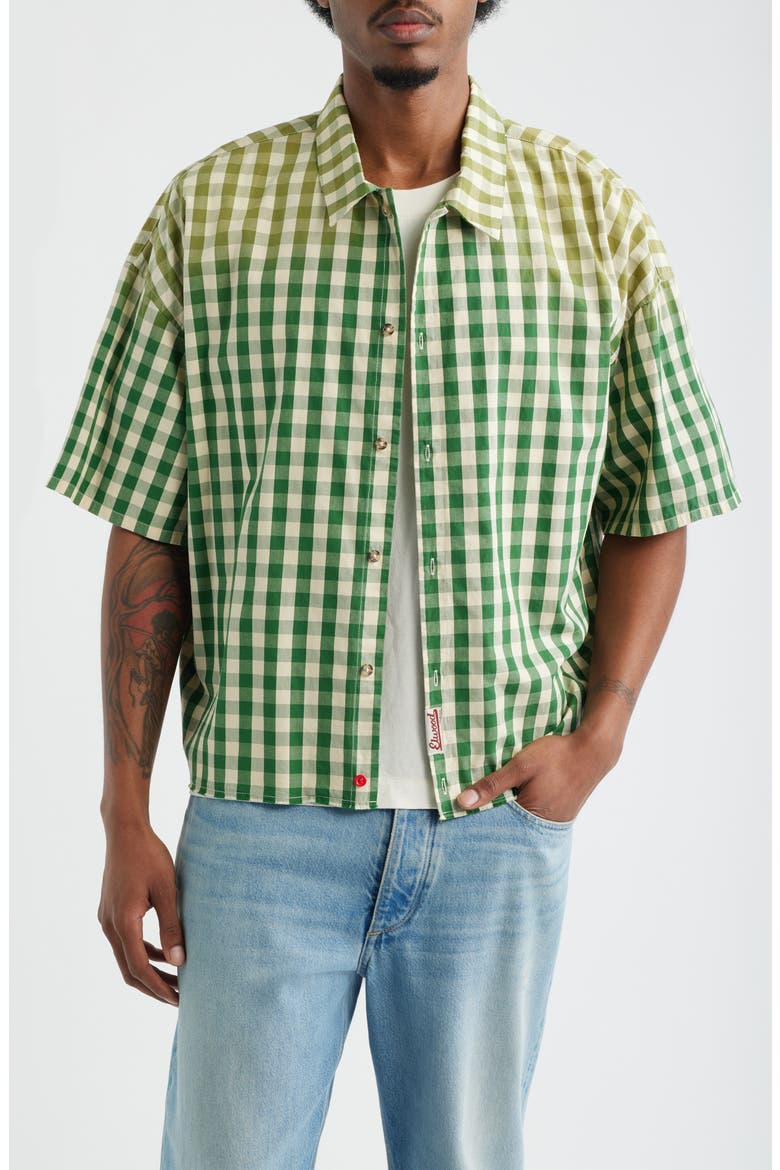 The General Button-Up Shirt, Main, color, GREEN GINGHAM