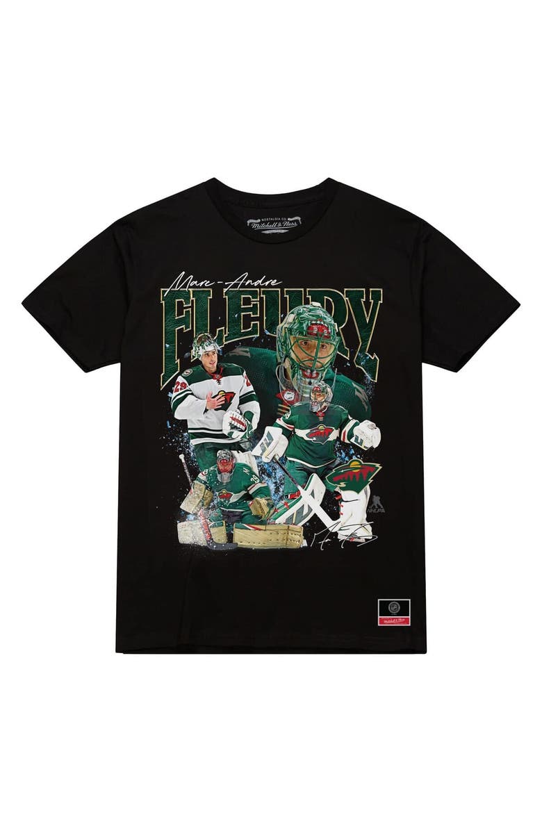 Mitchell & Ness Men's Mitchell & Ness Marc-Andre Fleury Black Minnesota Wild Collage T-Shirt, Alternate, color, Black