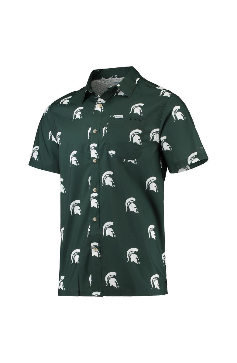 Columbia Men's Columbia Green Michigan State Spartans Super Slack Tide Omni-Shade Button-Up Shirt, Alternate, color,