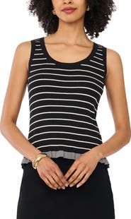 Vince Camuto Stripe Cotton Rib Tank