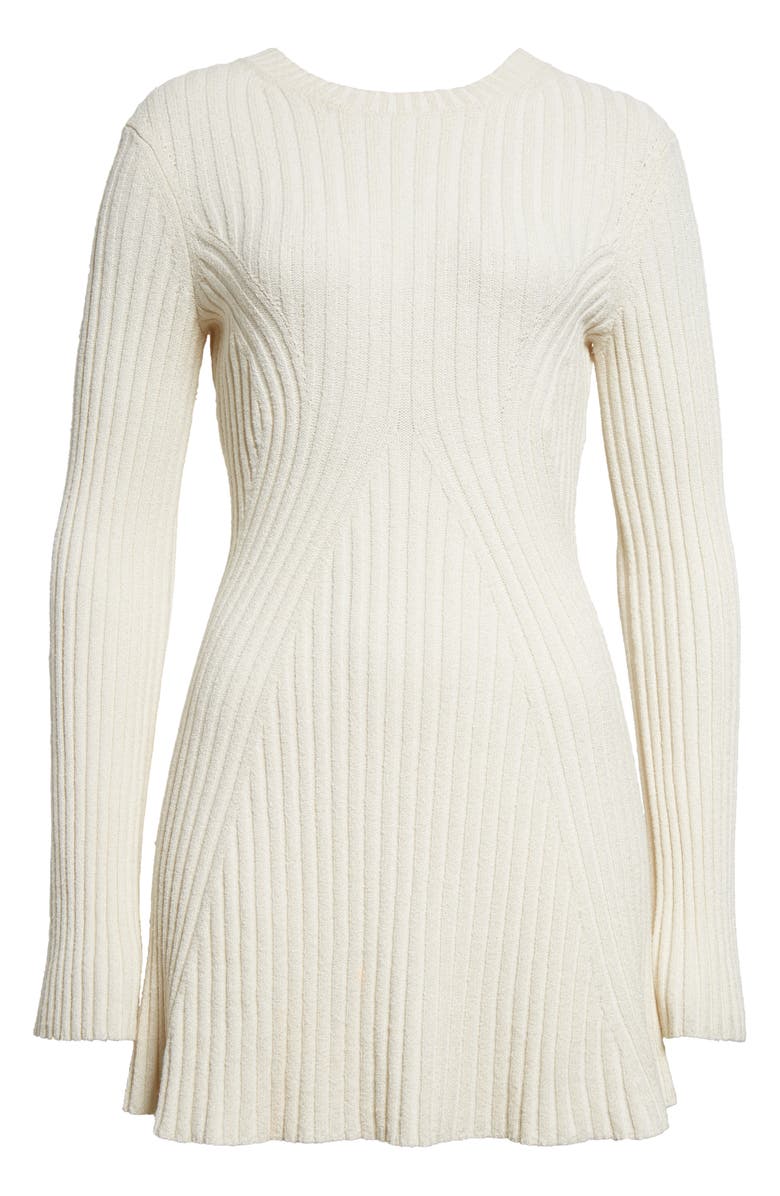 LOULOU DE SAISON Amalia Long Sleeve Cotton & Silk Blend Rib Sweater Dress, Alternate, color,