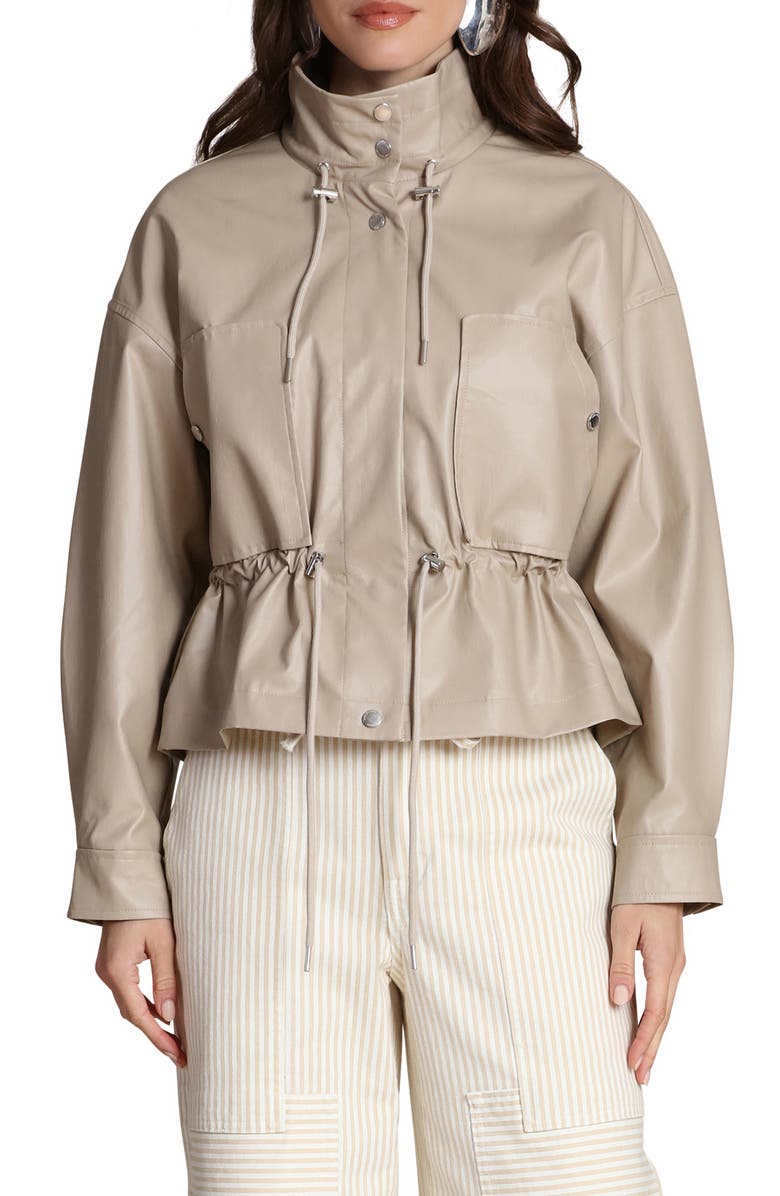 Avec Les Filles Faux Leather Peplum Jacket, Main, color, Clay