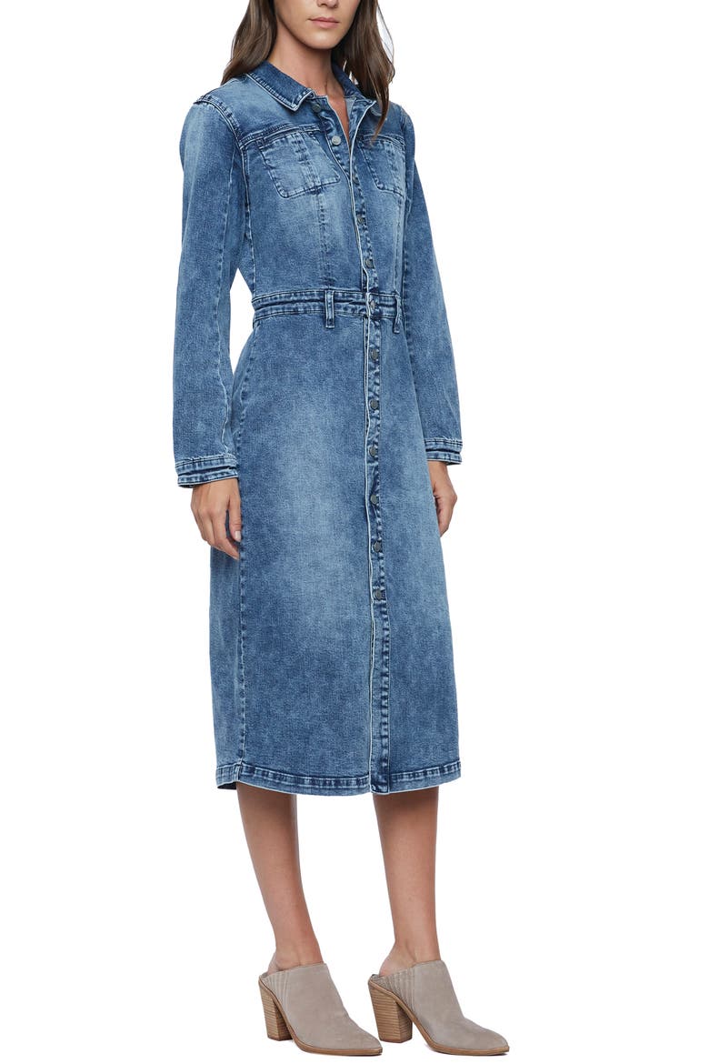Millie Long Sleeve Denim Shirtdress, Alternate, color, BLUE RAIN DARK