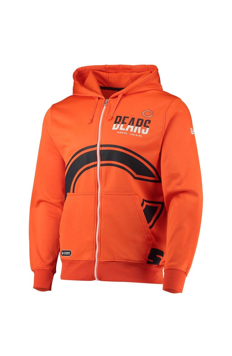 New Era Men's New Era Orange Chicago Bears Drill Combine Authentic Full-Zip Hoodie Jacket, Alternate, color,