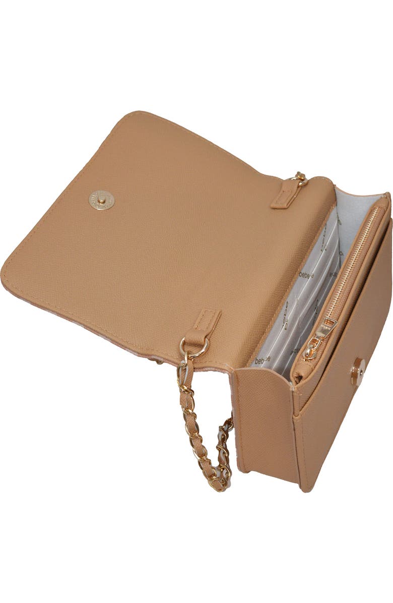 bebe Adela Monogram Crossbody Bag, Alternate, color, Camel