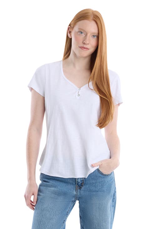 V-Neck Henley Short Sleeve Tee